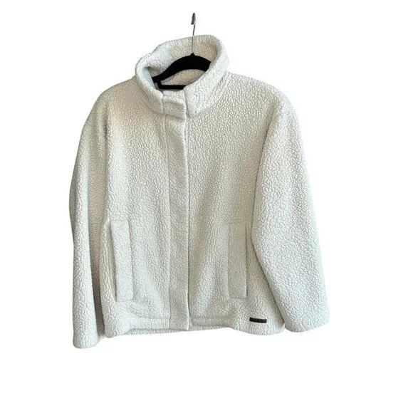 Billabong Ivory Cream Sherpa Fleece Casual Jacket Snaps Size Small - Picture 1 of 9